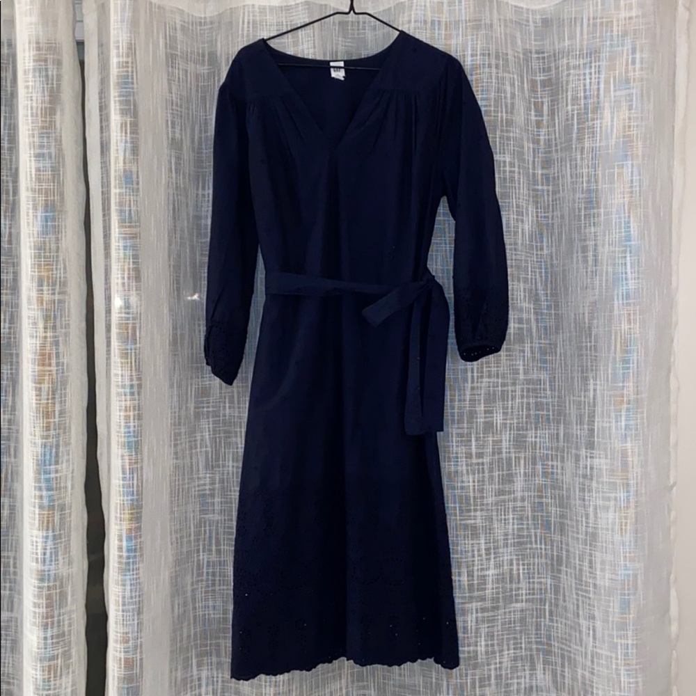 Gap Midi Eyelet Navy Dress